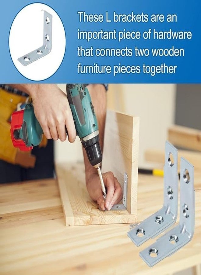 bvslf 24 Pack of 40 mm x 40 mm Zinc Plated L Shape Bracket for Shelf Support Corner Brace, 90 Degree Right Angle Metal Shelf Support Bracket for Wood Frame Furniture Shelve Chair, Set of 24 - Image 3